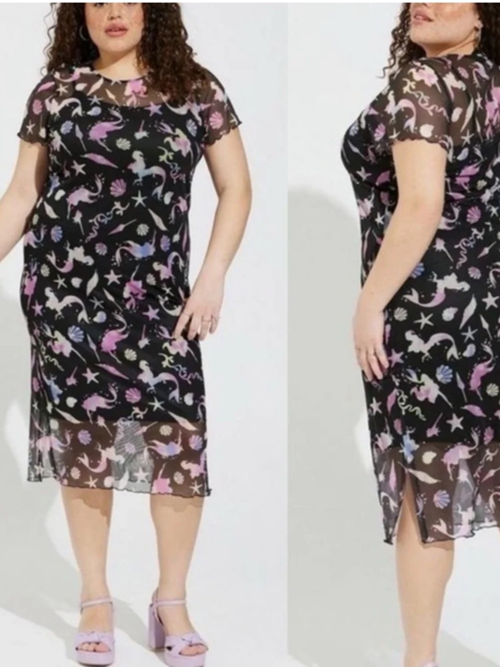 NWOT TORRID Disney Princess Little Mermaid Mesh Midi Dress
